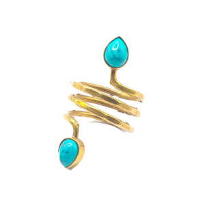 Bague laiton enroulée turquoise
