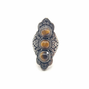 Bague Ethnique Triple Pierre Œil de Tigre
