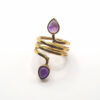 Bague Bohème Améthyste Laiton Enroulée