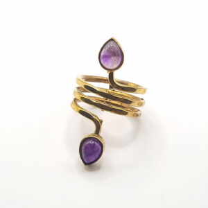 Bague Bohème Améthyste Laiton Enroulée