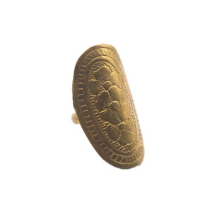 Bague Laiton Éthnique avec Gravure Florale