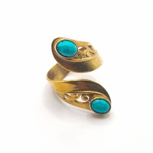Bague Laiton Réglable et Pierre de Turquoise