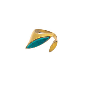 Bague Ethnique Réglable en Laiton et Pierre de Turquoise