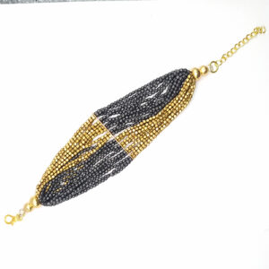 Bracelet Bohème Chic Perles Bicolores Laiton Doré
