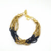 Bracelet Ethnique "Éclats de Minuit" - Laiton Doré et Perles Contrastées