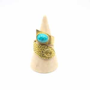 Bague Turquoise Laiton Bijou Tribal Bohème