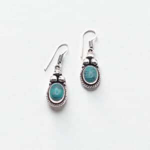 Pendantes ovales turquoise tibétains