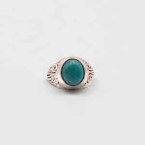 bague indienne turquoise monture ciselée