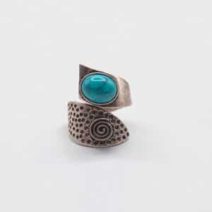 Bague bohème enroulée turquoise artisanale