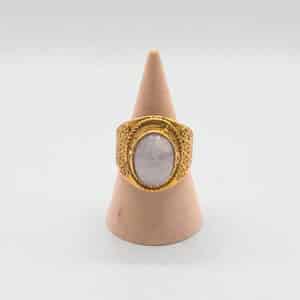 Bague bohème pierre de lune ovale motifs mandalas